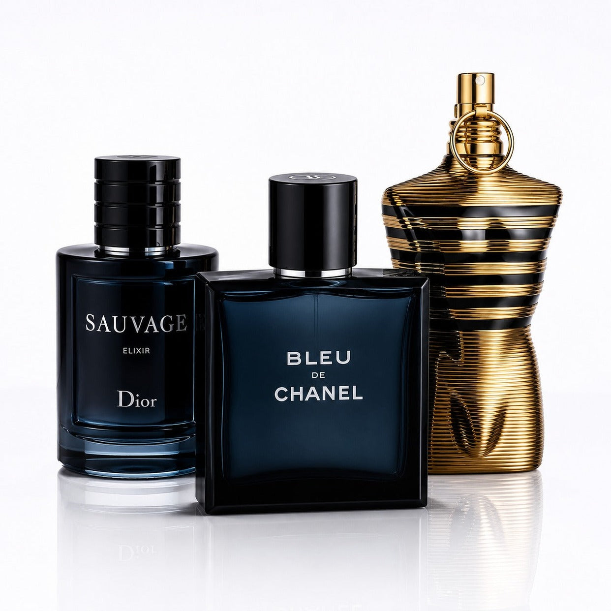 3 Herrenparfüm-Set - Dior Sauvage Elixir, Bleu de Chanel & Le Male Elixir