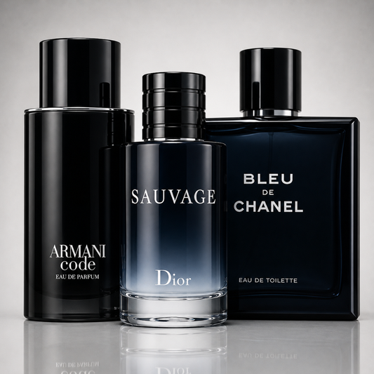 Combo aus 3 Herrenparfums – Dior Sauvage, Bleu de Chanel und Armani Code