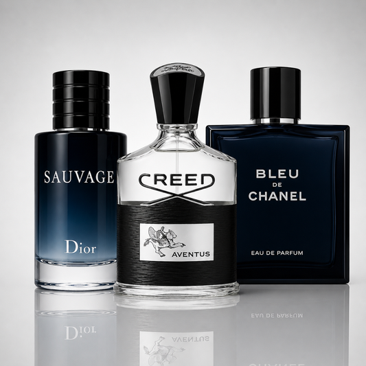 Combo aus 3 Herrenparfums – Dior Sauvage, Bleu de Chanel und Creed Aventus