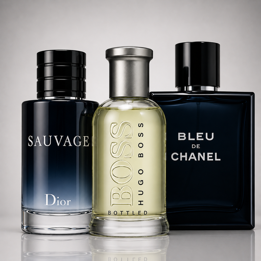 Combo aus 3 Herrenparfums – Dior Sauvage, Bleu de Chanel und Hugo Boss Bottled