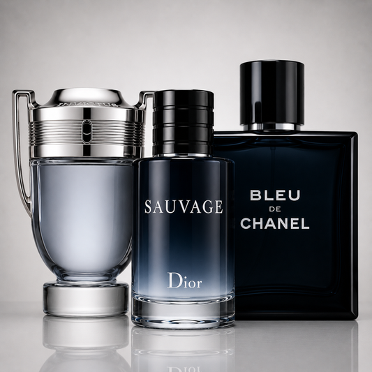 Combo aus 3 Herrenparfums – Dior Sauvage, Bleu de Chanel und Paco Rabanne Invictus