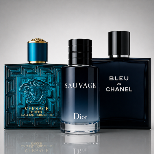 Combo aus 3 Herrenparfums – Dior Sauvage, Bleu de Chanel und Versace Eros