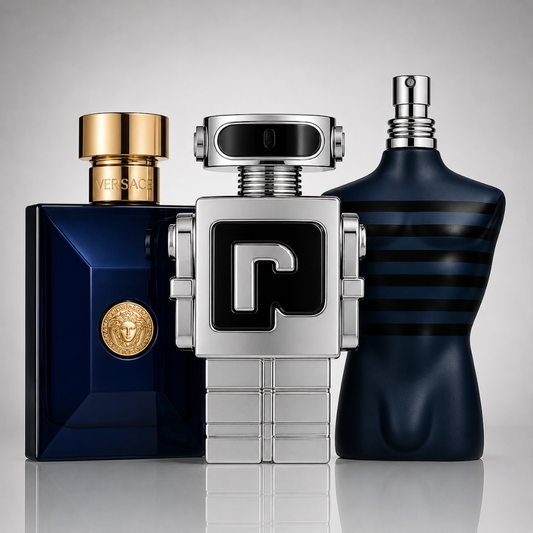 Combo aus 3 Herrenparfums – Dylan Blue von Versace, Phantom von Paco Rabanne und Ultra Male von Jean Paul Gaultier