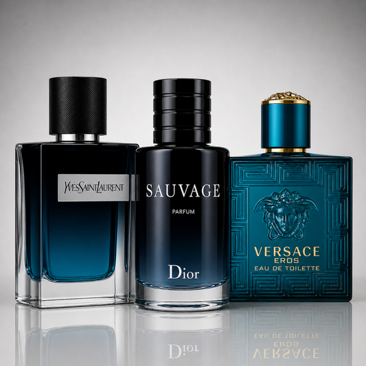 Combo aus 3 Herrenparfums – Y von Yves Saint Laurent, Sauvage von Dior und Versace Eros