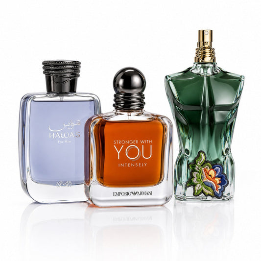 3er Herrenparfüm-Set - Rasasi Hawas, Stronger With You Intensely & Le Beau Paradise Garden