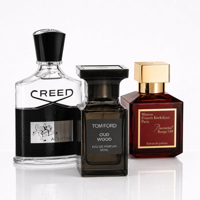 3 Herrenparfüm-Set - Creed Aventus, Tom Ford Oud Wood & Baccarat Rouge 540 Extrait