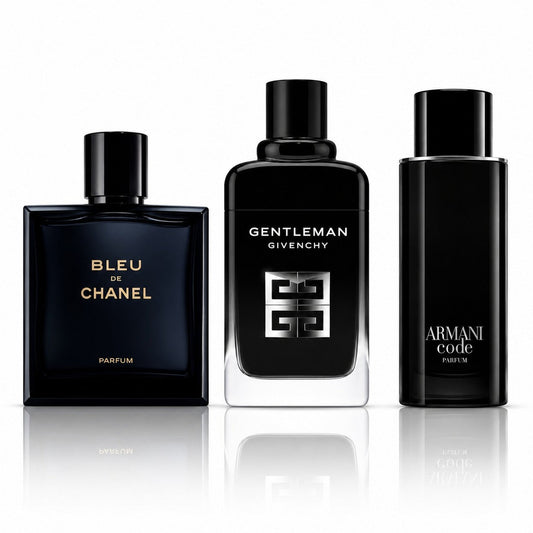 3er Herrenparfüm-Set - Bleu de Chanel Parfum, Gentleman Society & Armani Code Parfum