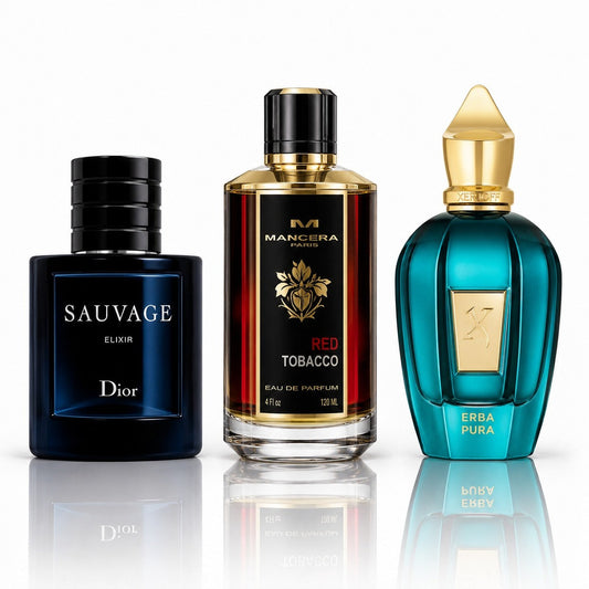 3er Herrenparfüm-Set - Sauvage Elixir, Mancera Red Tobacco & Xerjoff Erba Pura