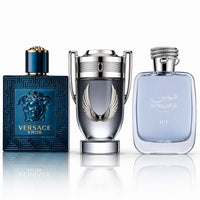 3 Herrenparfüm-Set - Versace Eros, Invictus Platinum & Hawas Ice