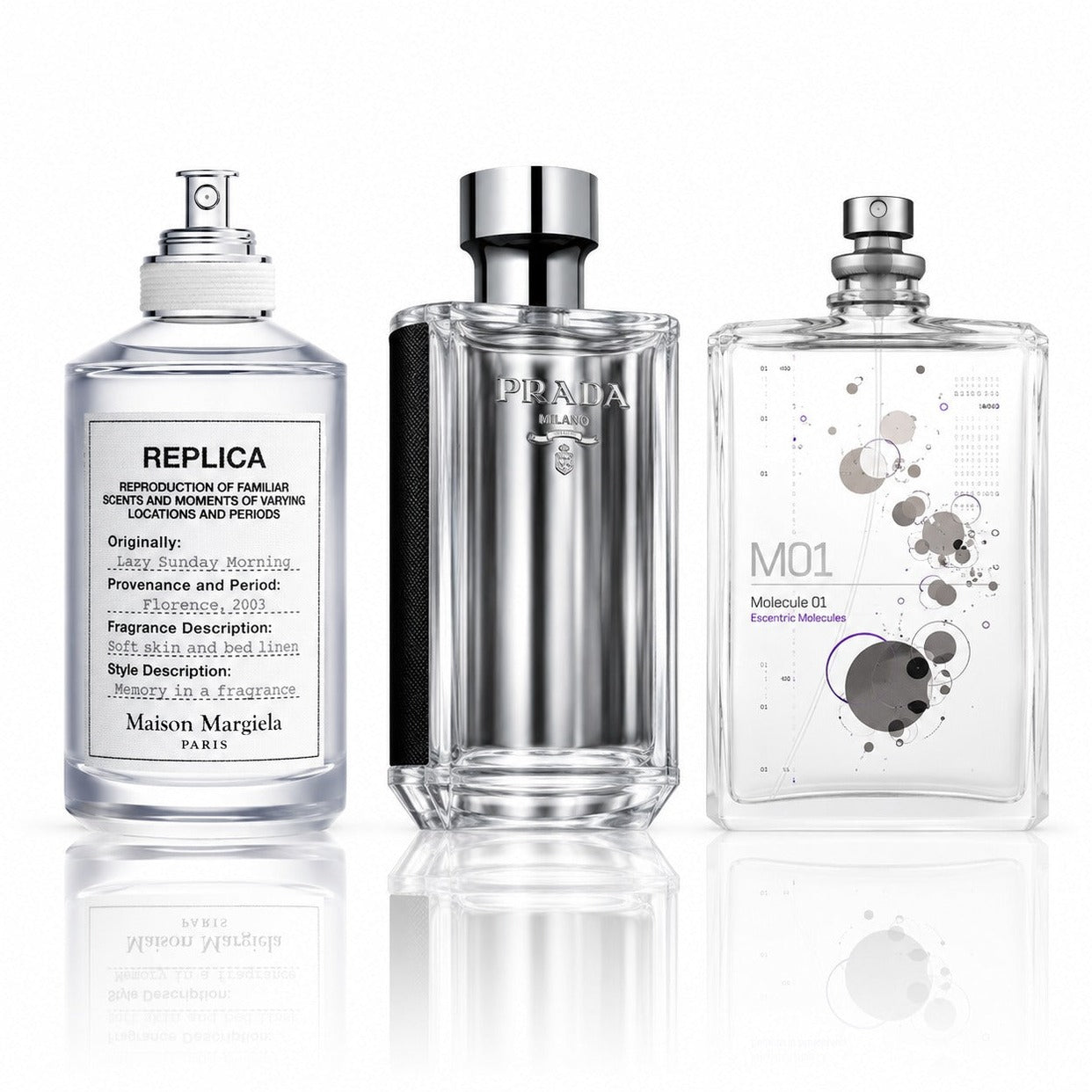 3 Herrenparfüm-Set - Maison Margiela Lazy Sunday Morning, Prada L’Homme & Molecule 01