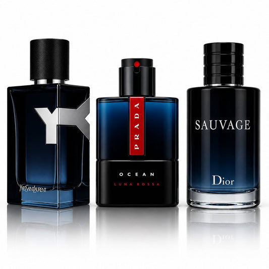 3er Herrenparfüm-Set - YSL Y EDP, Prada Luna Rossa Ocean & Dior Sauvage